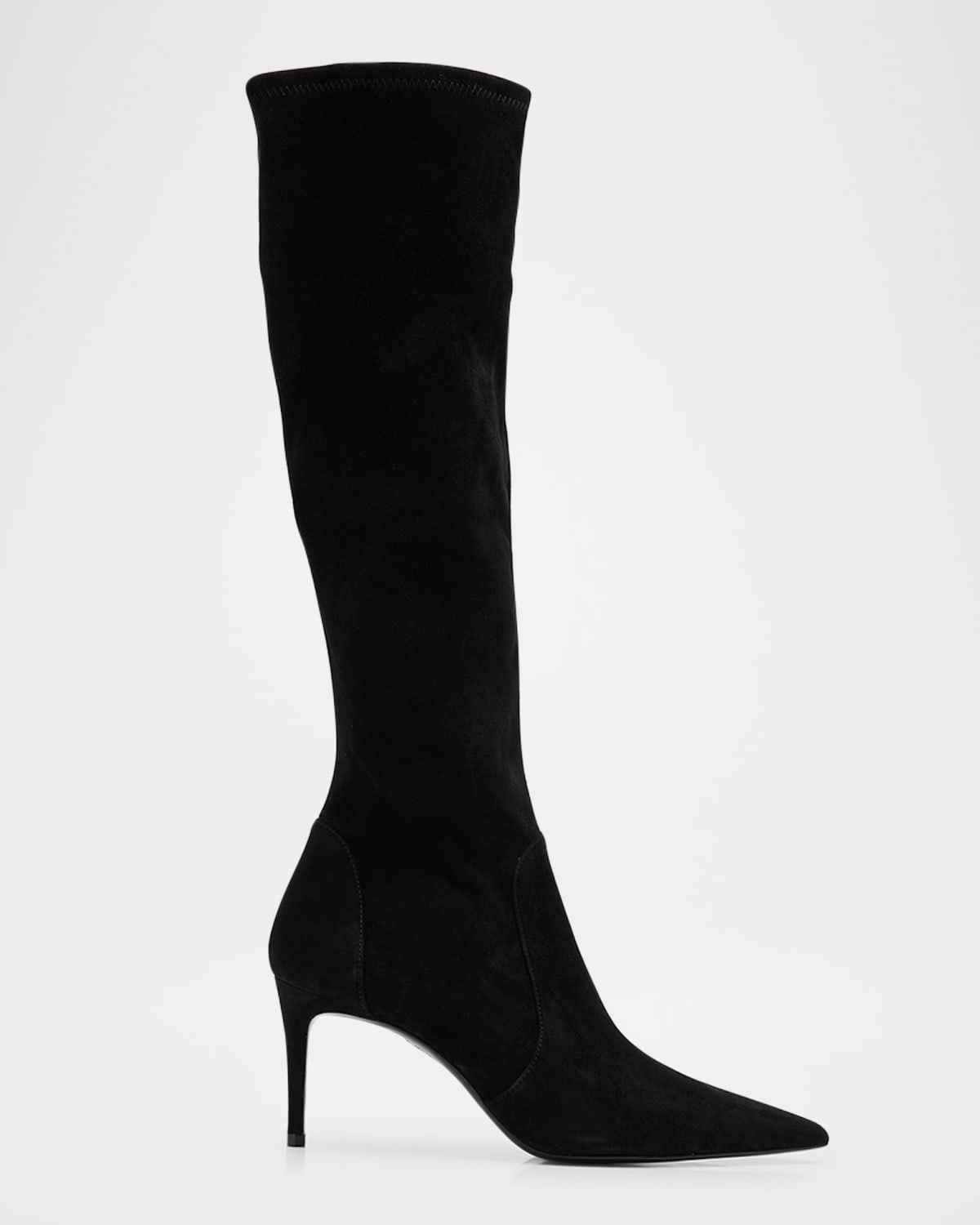Stuart Weitzman Stuart Power Suede Stiletto Knee Boots In Black