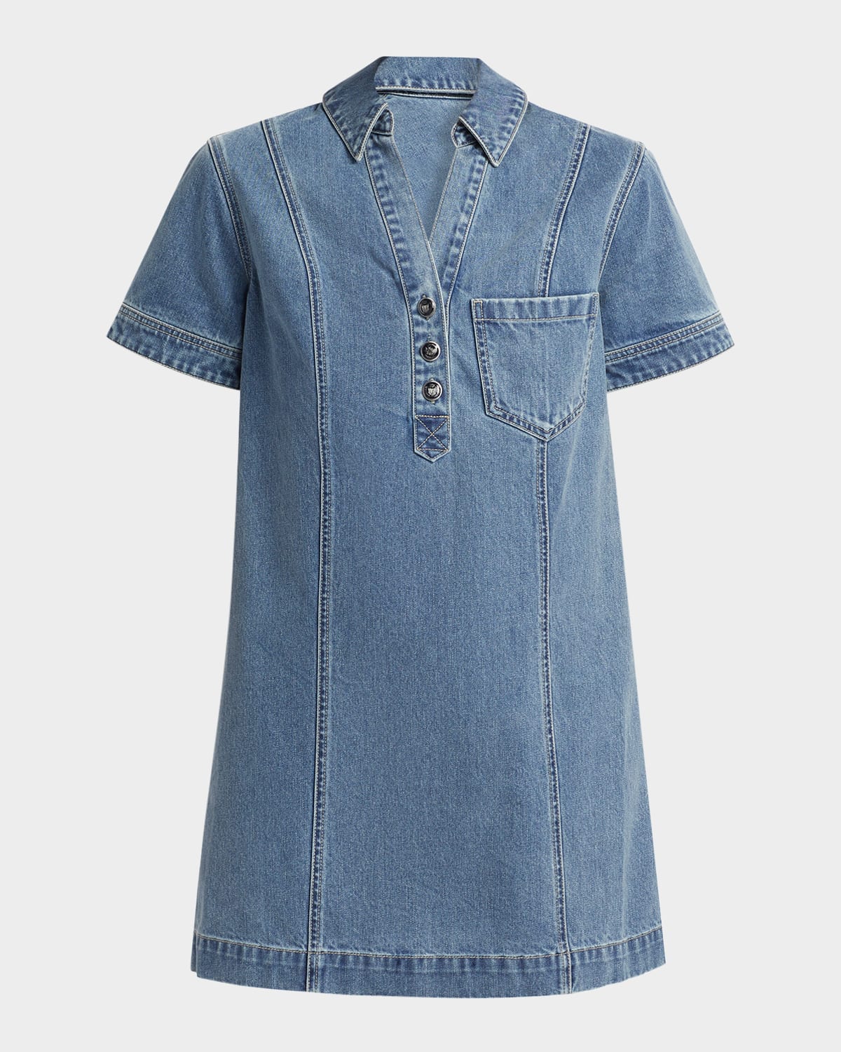Veronica Beard Otto Mini Denim Polo Dress