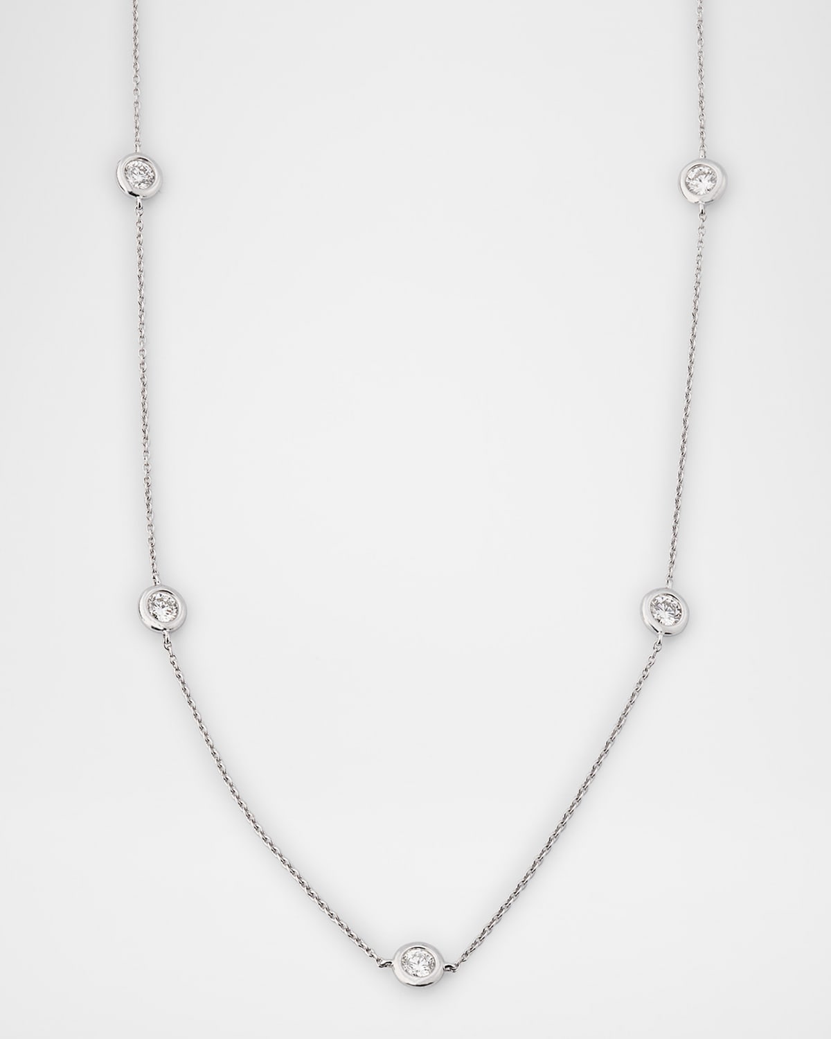 18K White Gold 5 Diamond Dot Necklace, 0.6tcw
