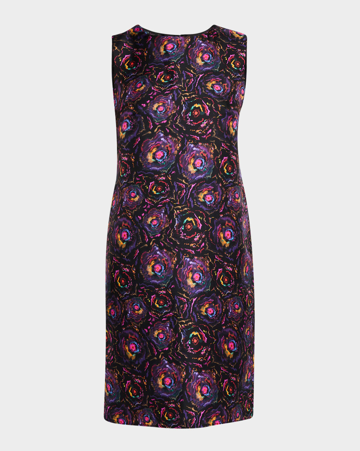 Floral-Print Sleeveless Silk Shift Dress