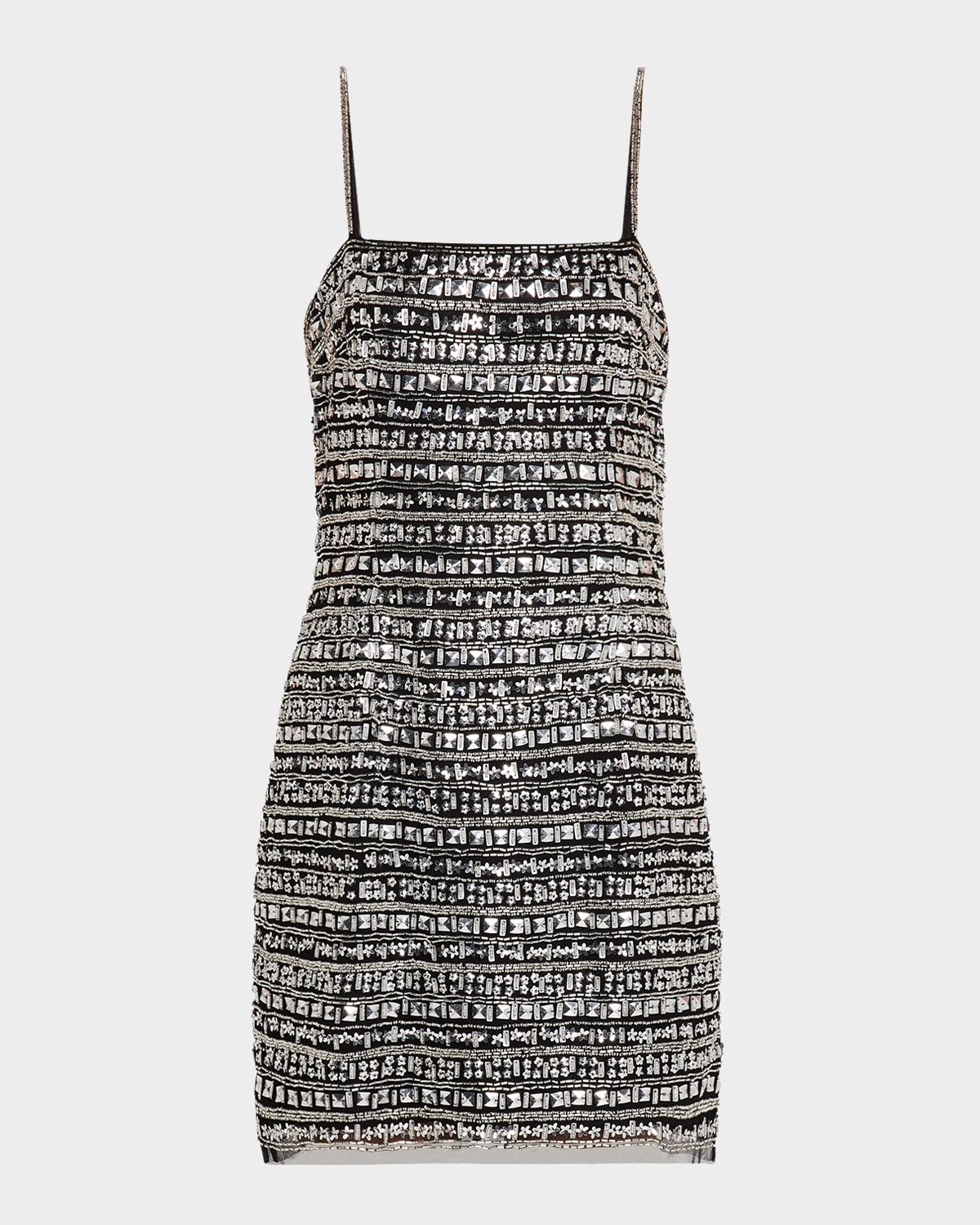 Ember Square-Neck Bead & Sequin Mini Dress