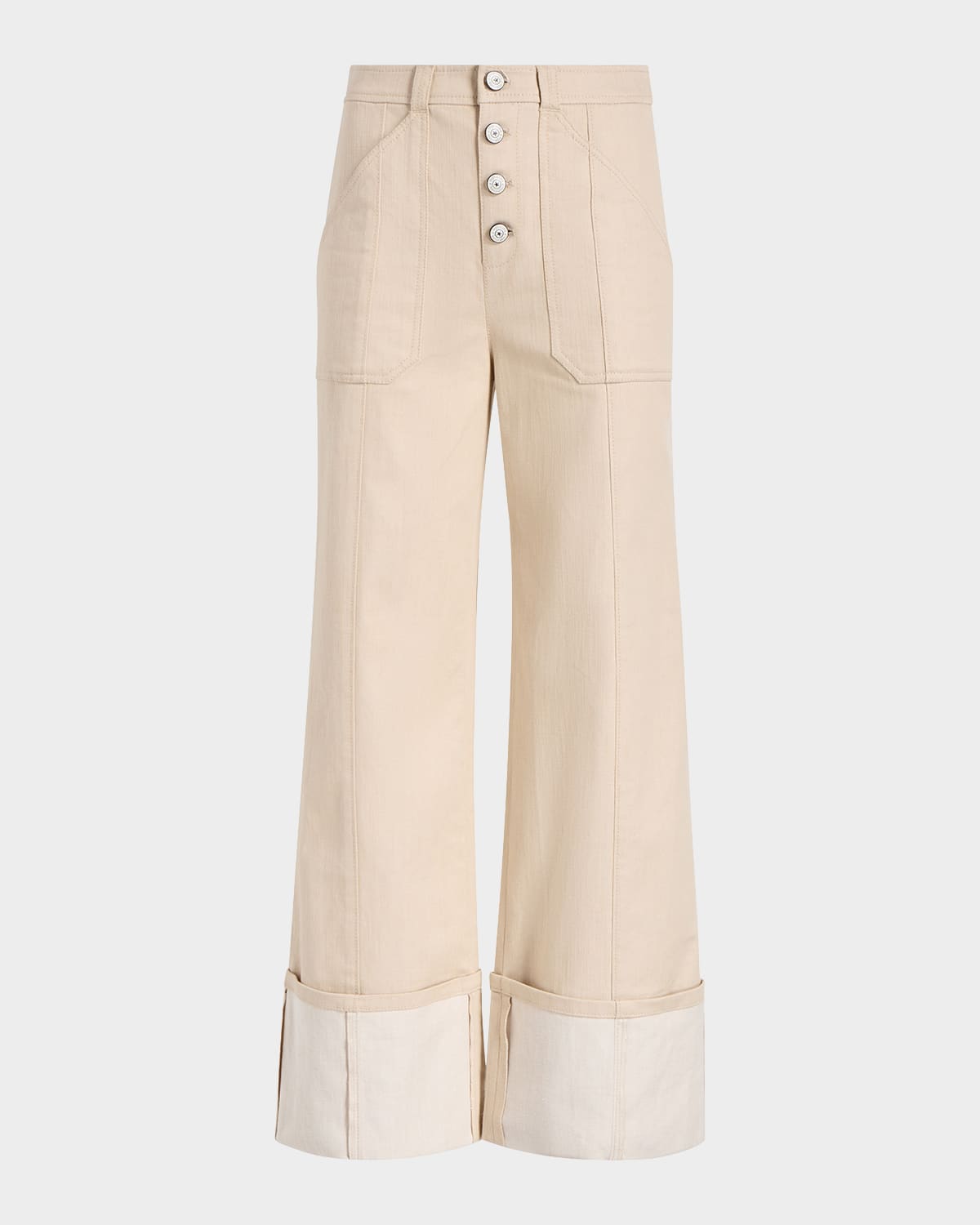Cinq À Sept Cinq A Sept Benji Cuffed Wide Leg Pants In Khaki