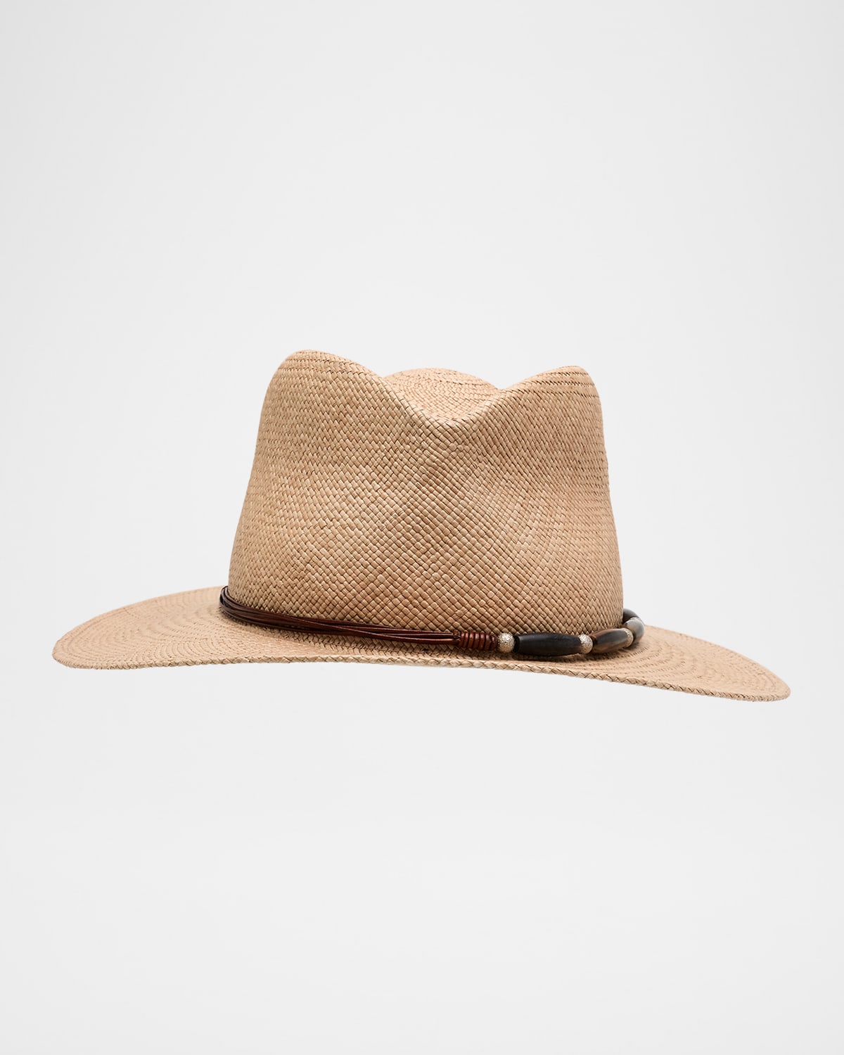 Brunello Cucinelli Straw Wide Brim Fedora In C7549 Beige