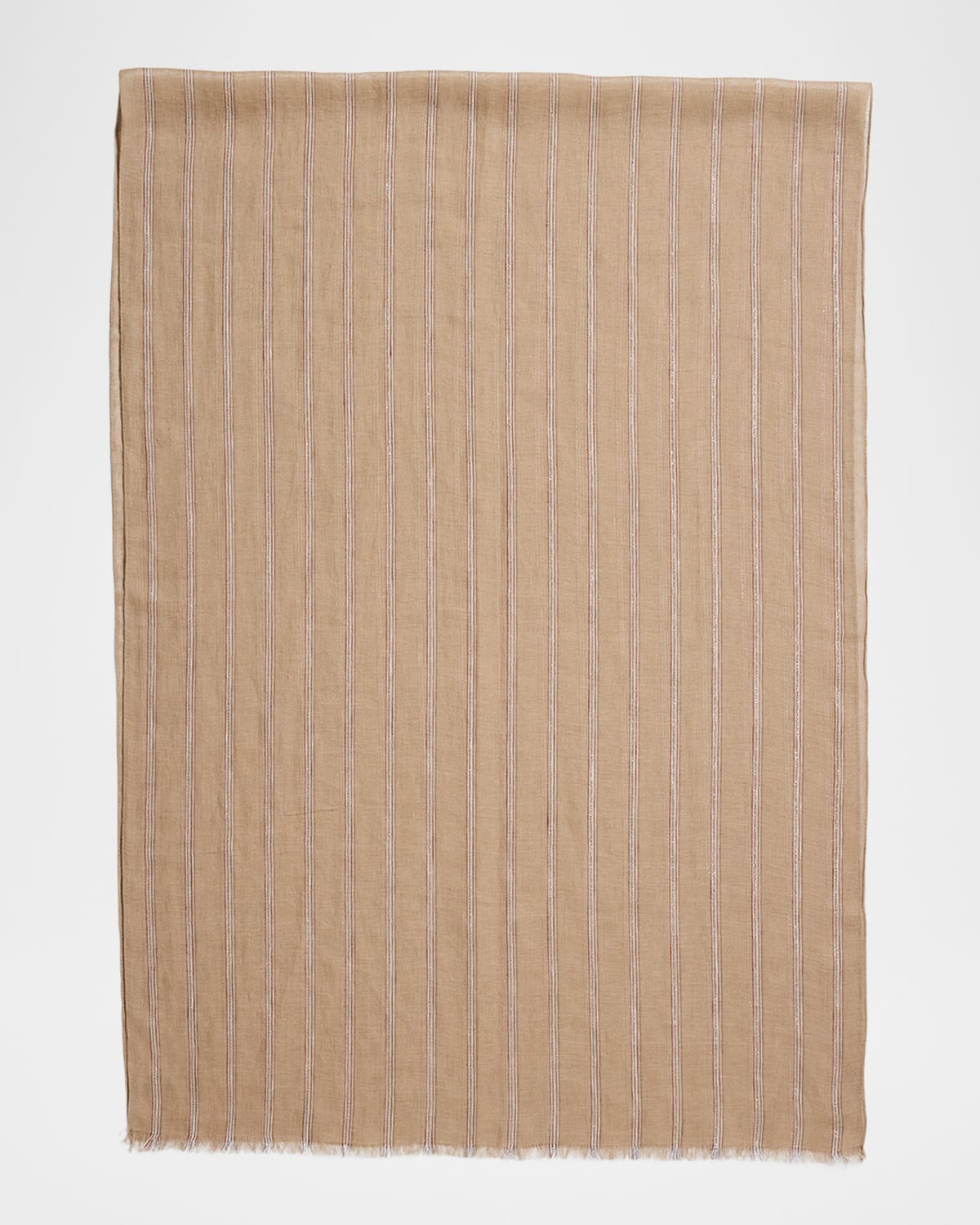 Brunello Cucinelli Striped Linen Blend Scarf In C0081 Beige W Maroon