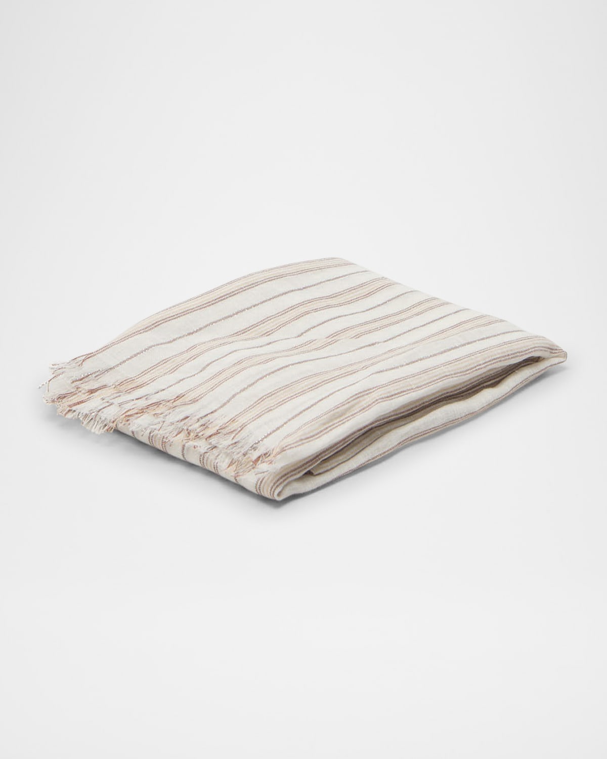 BRUNELLO CUCINELLI LINEN BLEND STRIPED SCARF 
