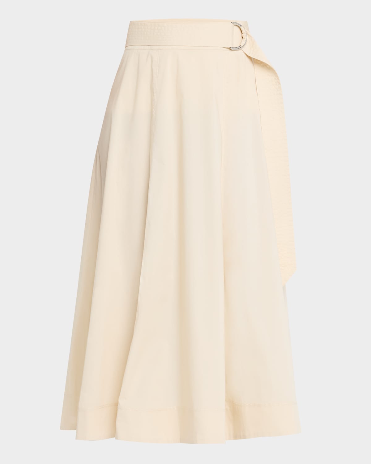 Shop Veronica Beard Facia Belted A-line Midi Skirt In Limestone