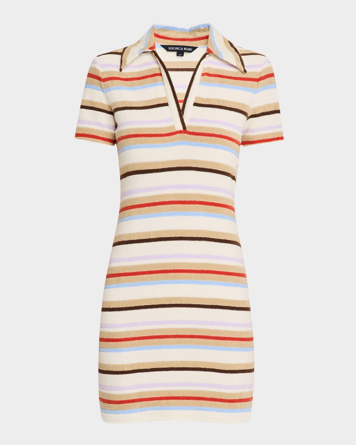 VERONICA BEARD BAILEY STRIPE SHORT-SLEEVE POLO DRESS 