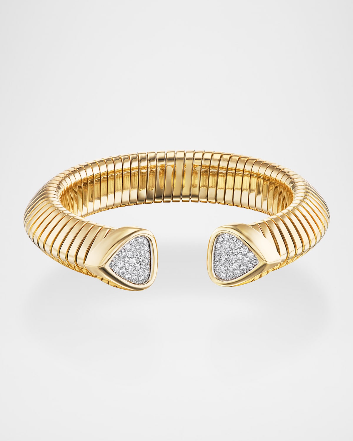 Trisola Trumpet Bangle in 18K Yellow Gold with Pavé Diamonds