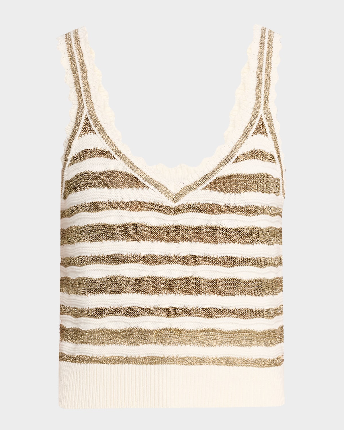 Veronica Beard Binetto Stripe Knit Tank Top In Off Whitegold