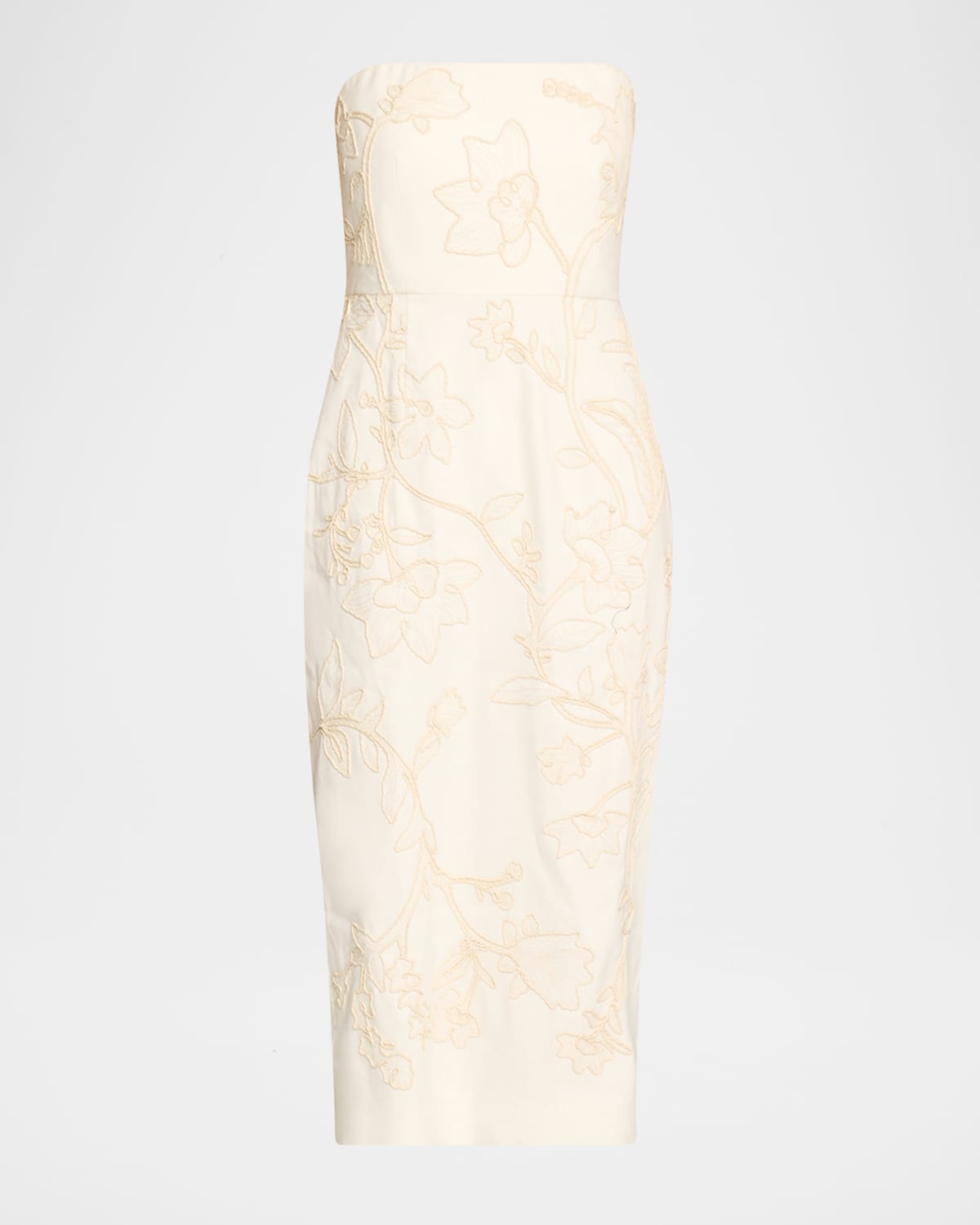 Veronica Beard Netia Strapless Embroidered Dress In Off White