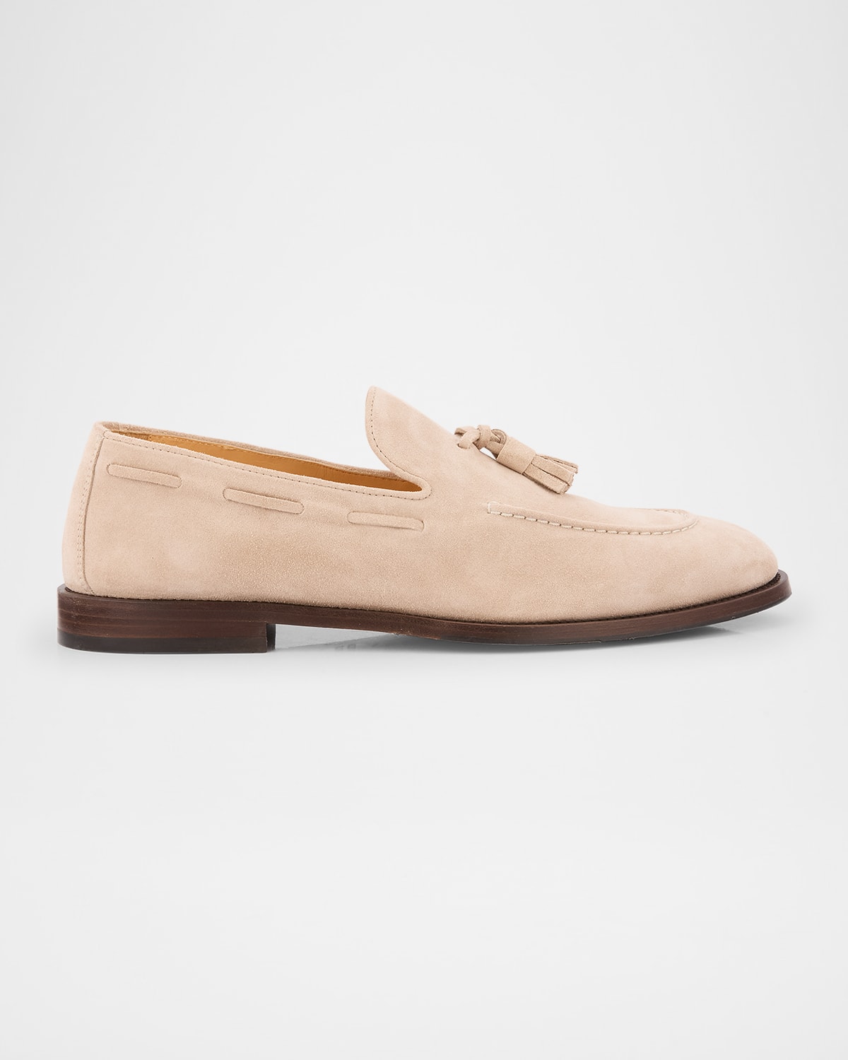 Brunello Cucinelli Men's Suede Flex-sole Tassel Loafers In Beige