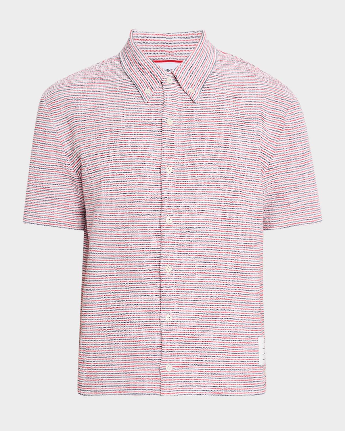 Thom Browne Men's Striped Tweed Button-Down Shirt
