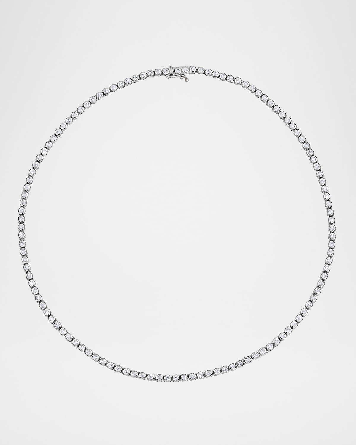18K White Gold All The Way Around Diamond Tennis Necklace, 3.75tcw
