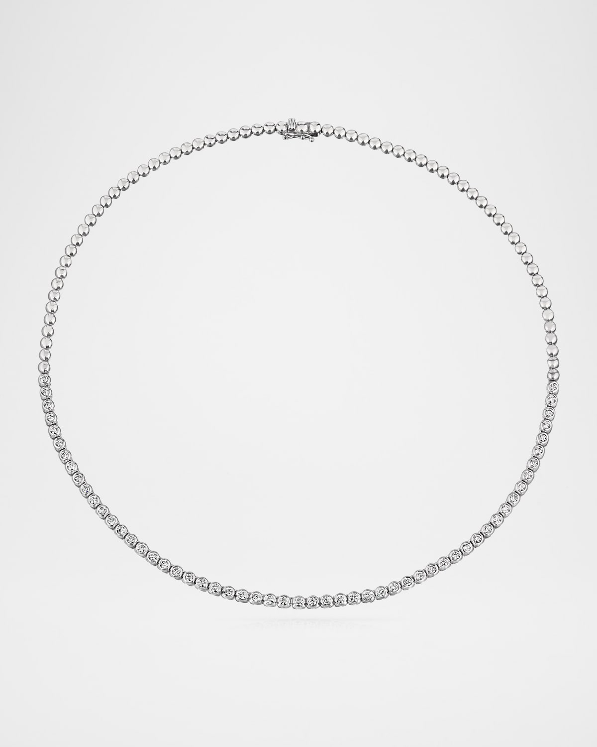 18K White Gold Half Way Around Diamond Tennis Necklace, 2.50tcw