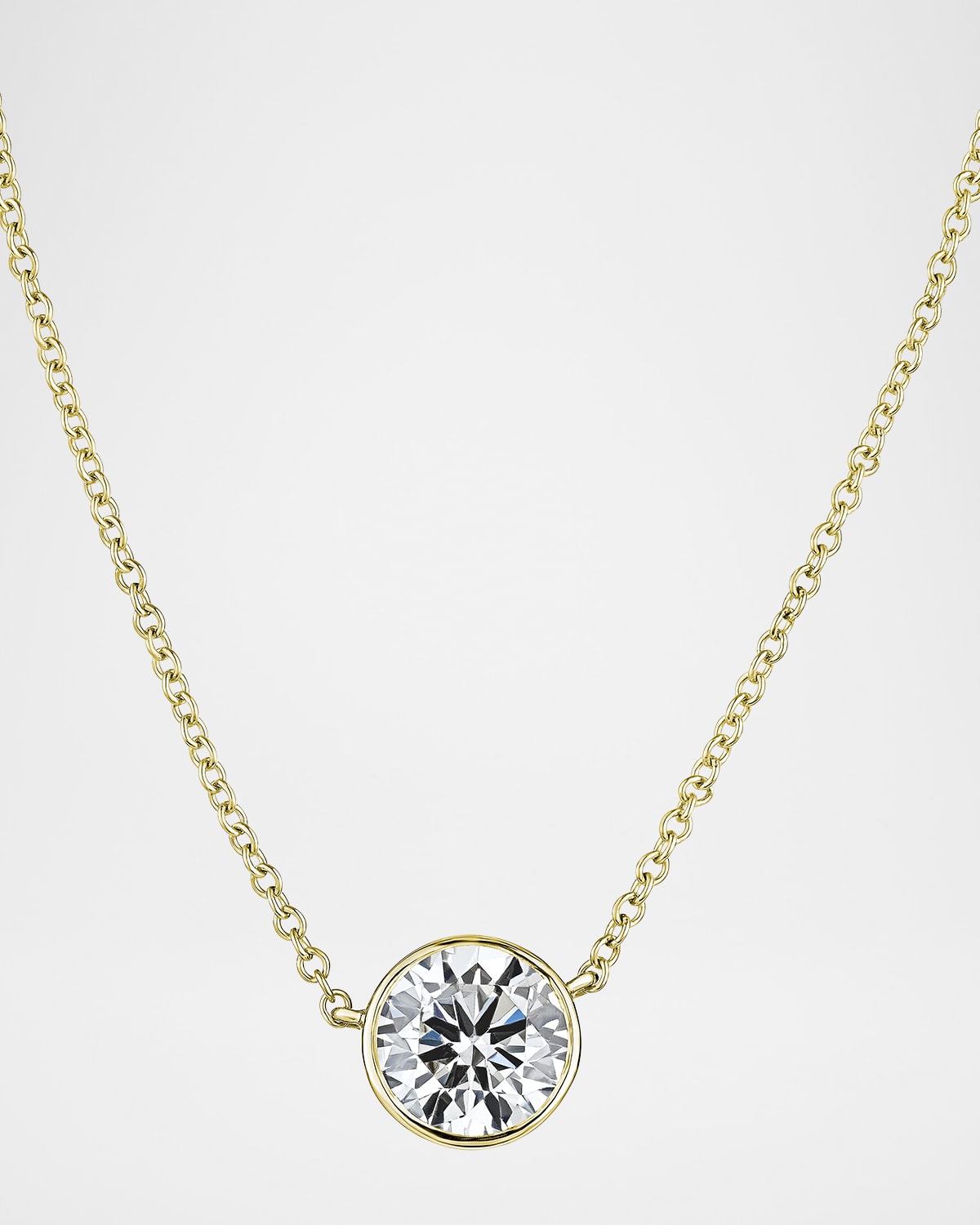 18K Gold Diamond Pendant Necklace, 18"L