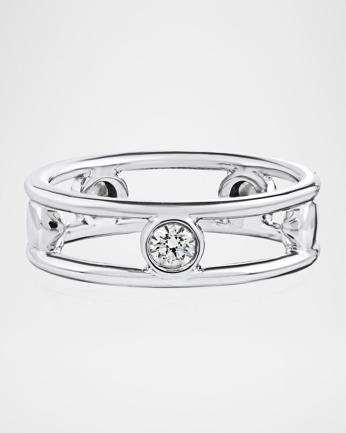 18K White Gold One-Stone Five-Station Diamond Ring, Size 7