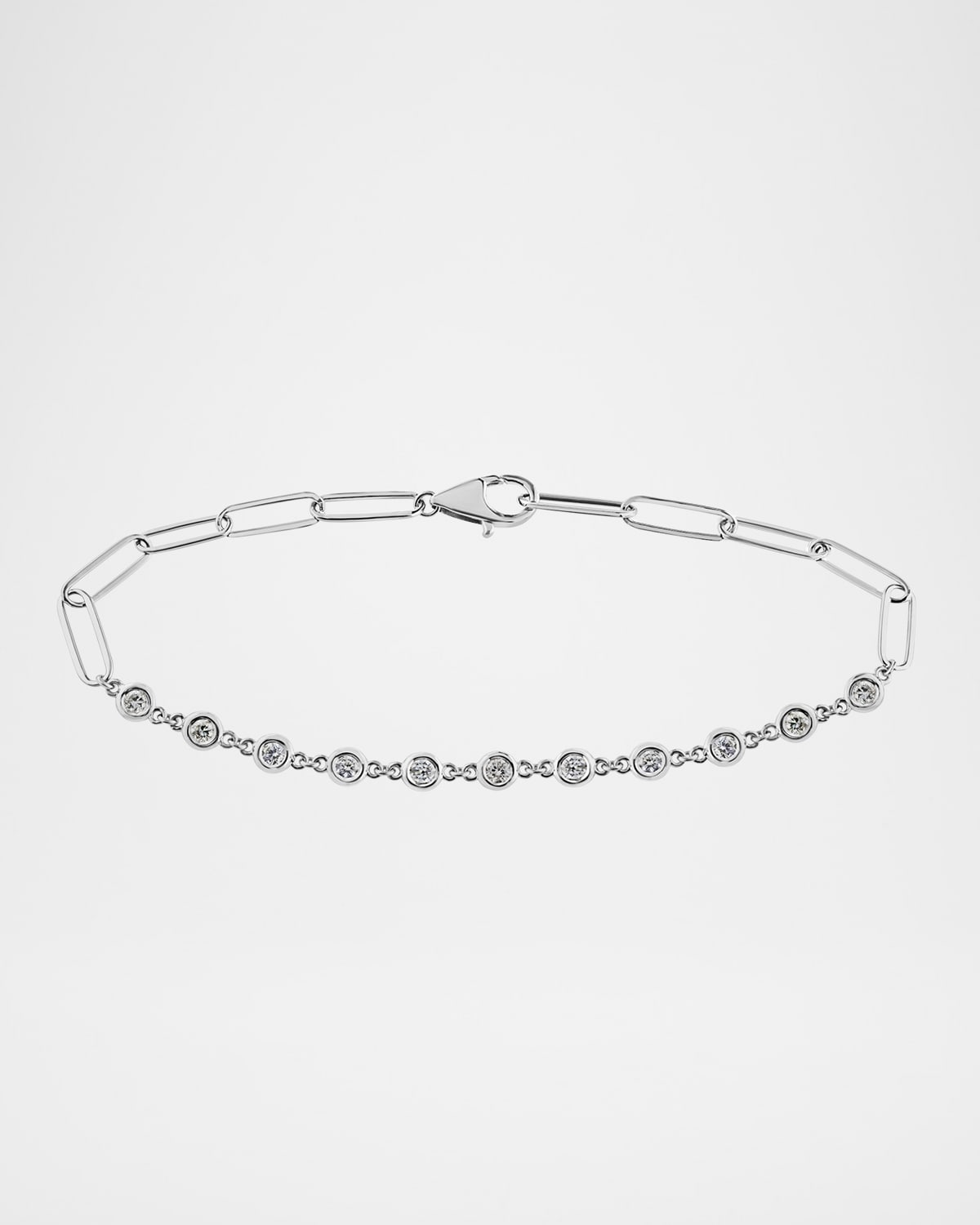 Diamond By The Yard Paperclip 11-Stone Diamond Bracelet, 7"