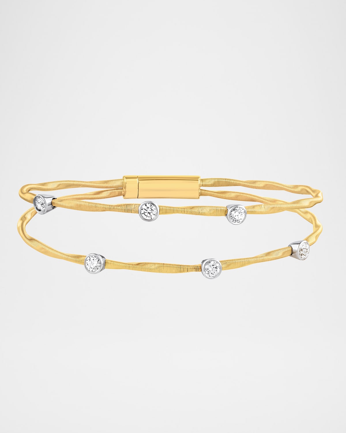 Twisted Wire Two-Row 6-Stone Diamond Bangle in 18K Gold