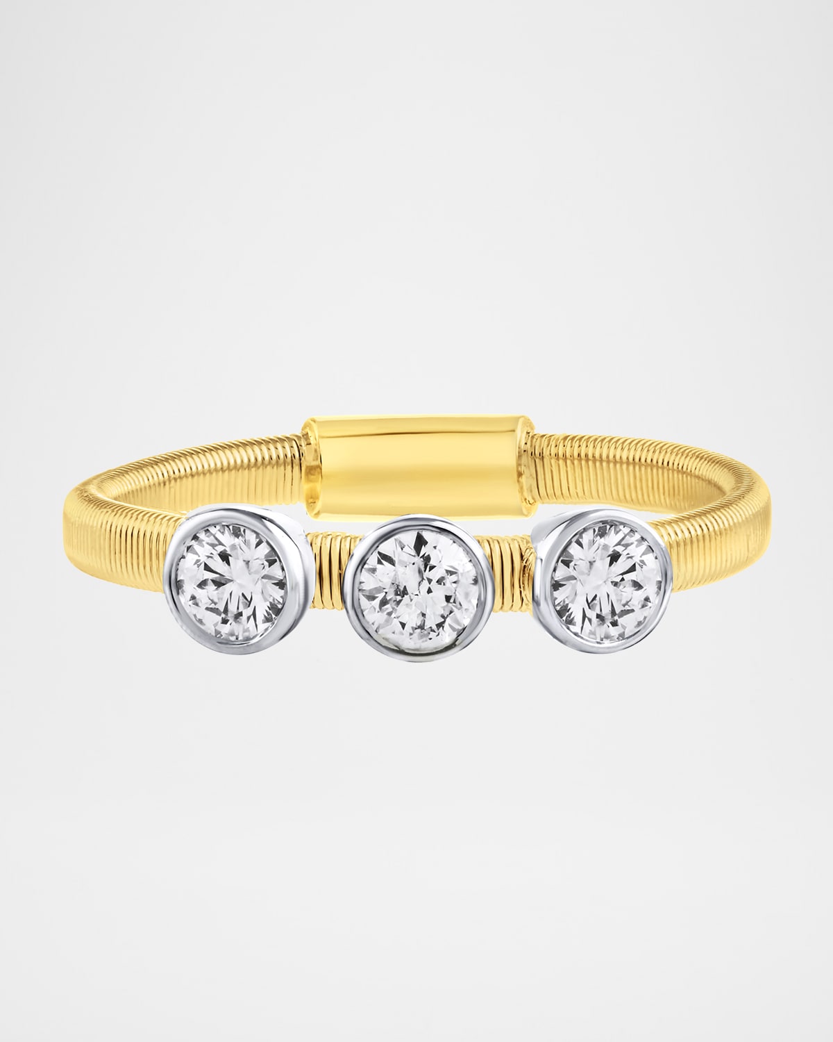 Cassidy Diamonds 18K Gold Twisted Wire Three-Stone Diamond Ring, Size