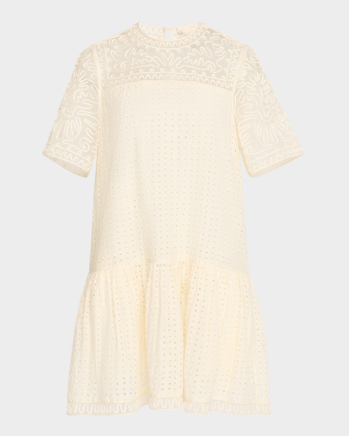 Shop Ulla Johnson Gabi Embroidered Mini Dress In Ivory