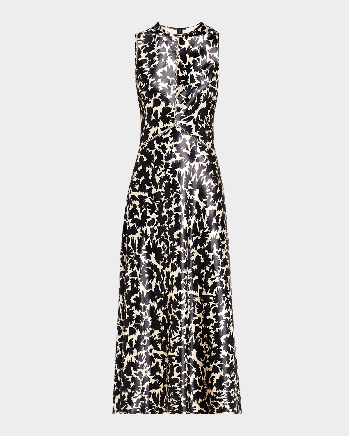 ULLA JOHNSON LISBET SLEEVELESS SATIN MIDI DRESS 