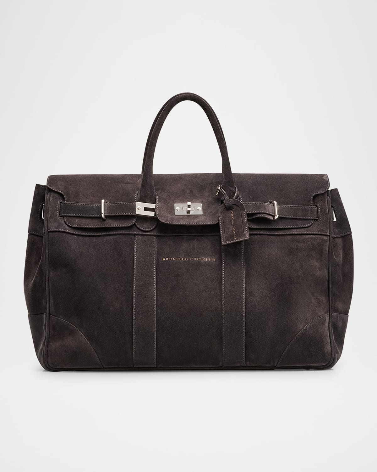 Brunello Cucinelli Men's Exclusive Leather Duffel Bag In Charcoal
