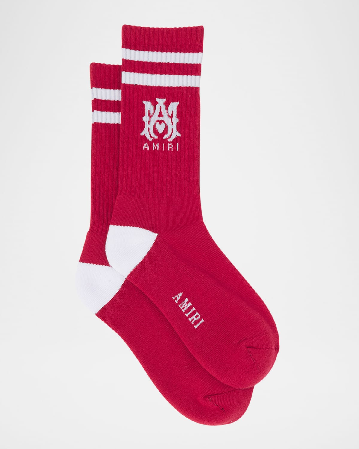 Amiri Men's Ma Stripe Crew Socks In Varsity Red