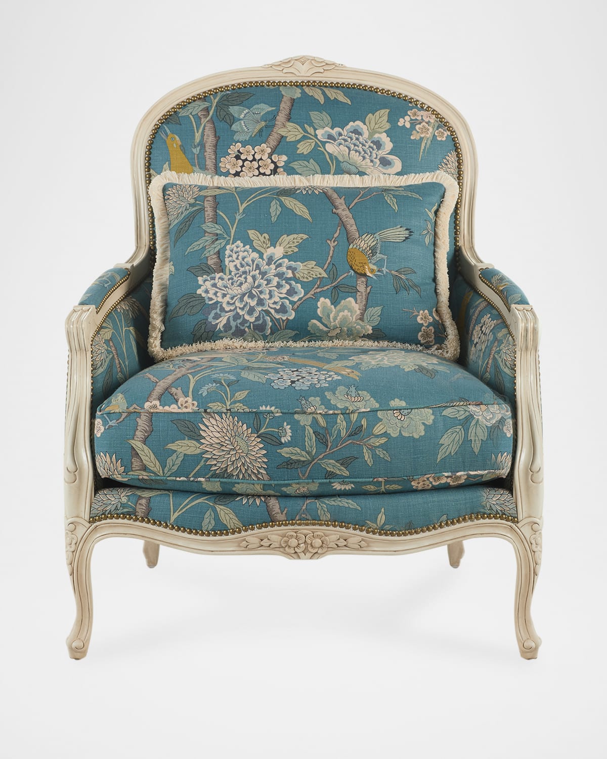 Massoud Finch Bergere Chair In Teal