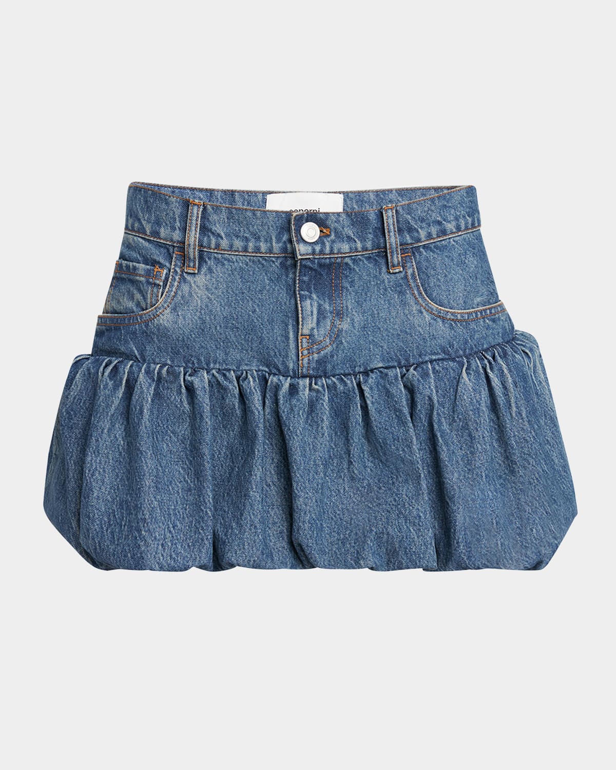 Shop Coperni Bubble-hem Denim Mini Skirt In Blue