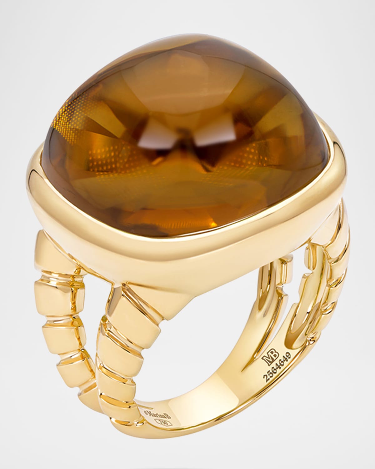 Tigella 18K Yellow Gold Cognac Quartz Ring, Size 6