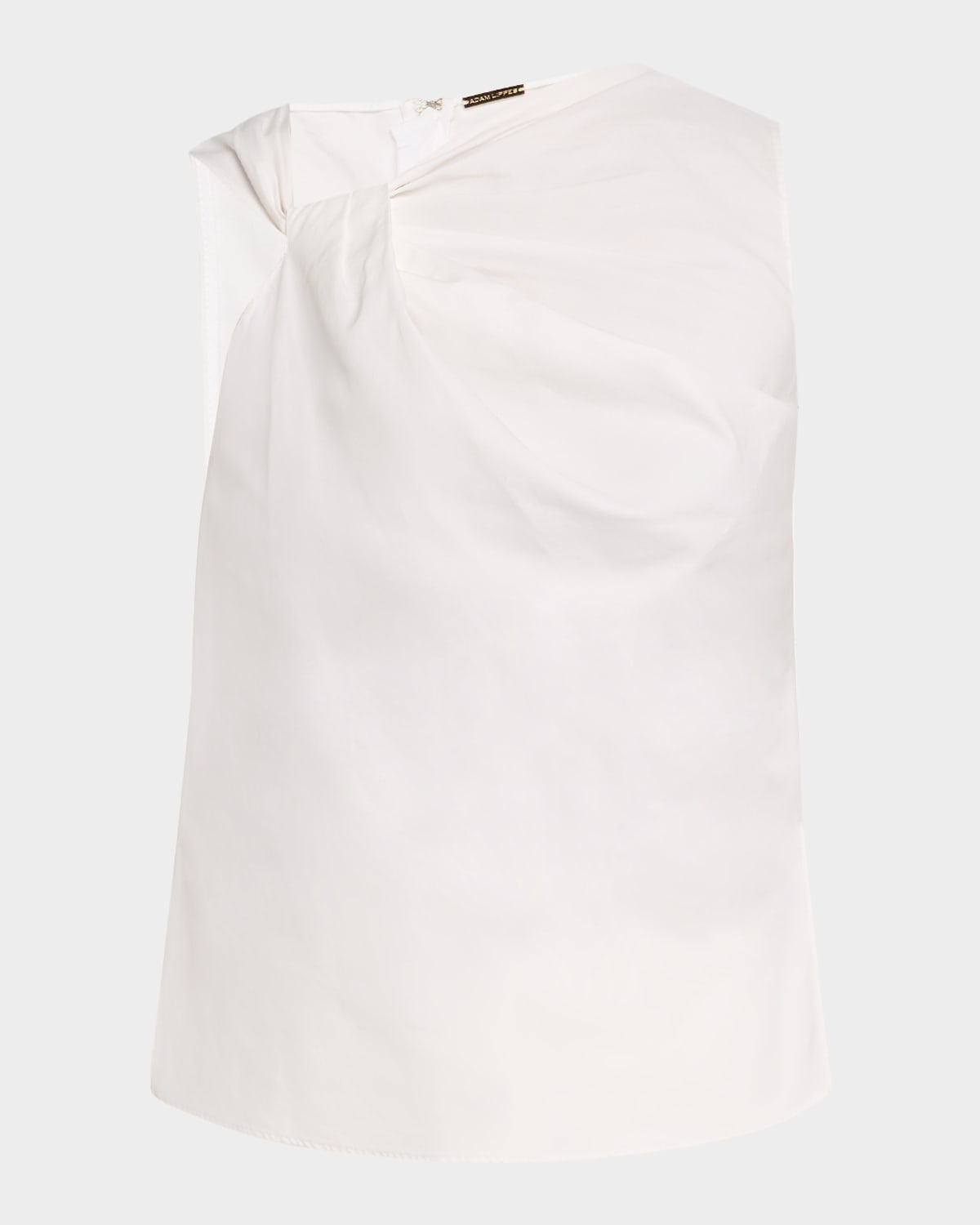 Adam Lippes Feyda Twisted Compact Cotton Poplin Top In White