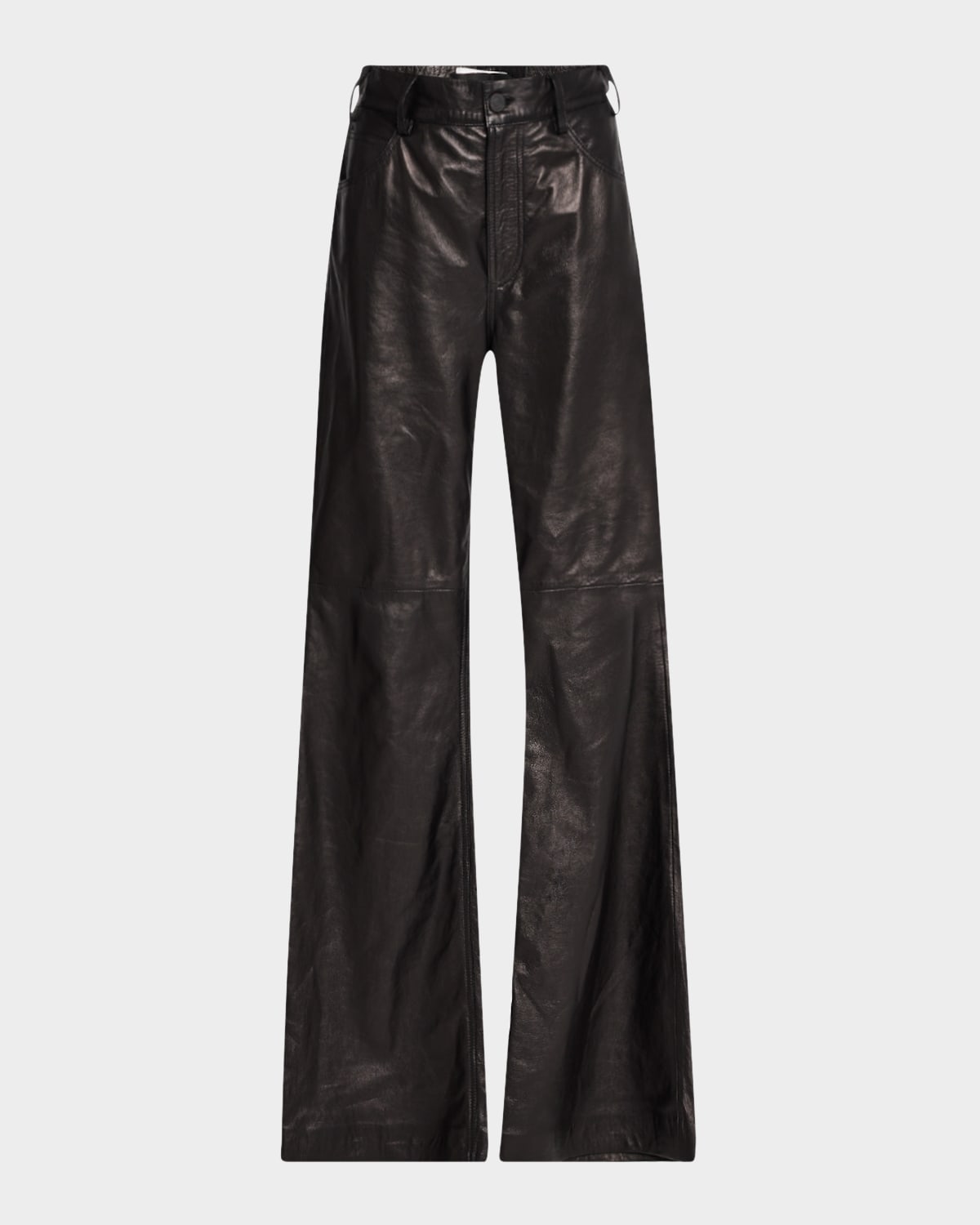 Nili Lotan Roe Leather Wide-leg Pants In Black
