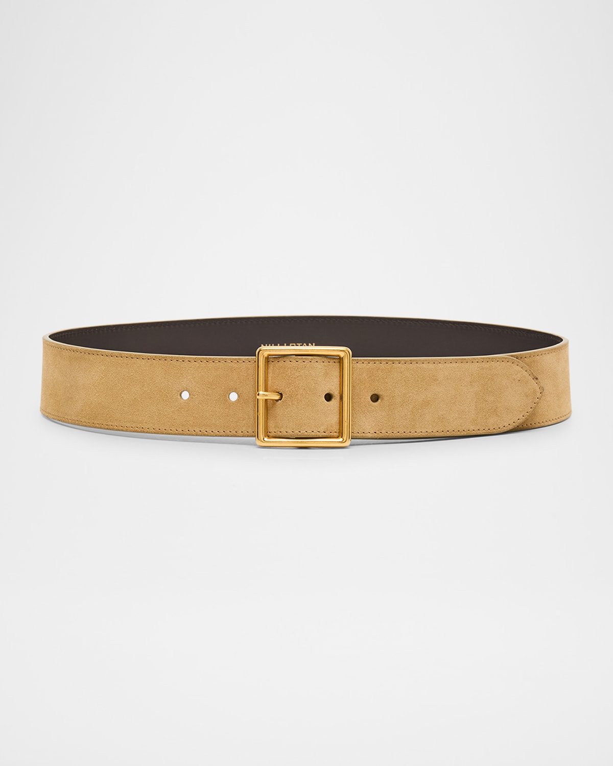 Nili Lotan Marcela Suede Belt In Khaki W/ Antique Gol