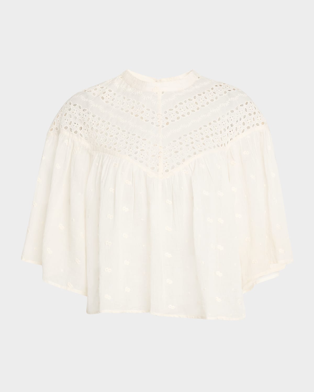 Nili Lotan Mikki Eyelet Yoke Washed Cotton Blouse