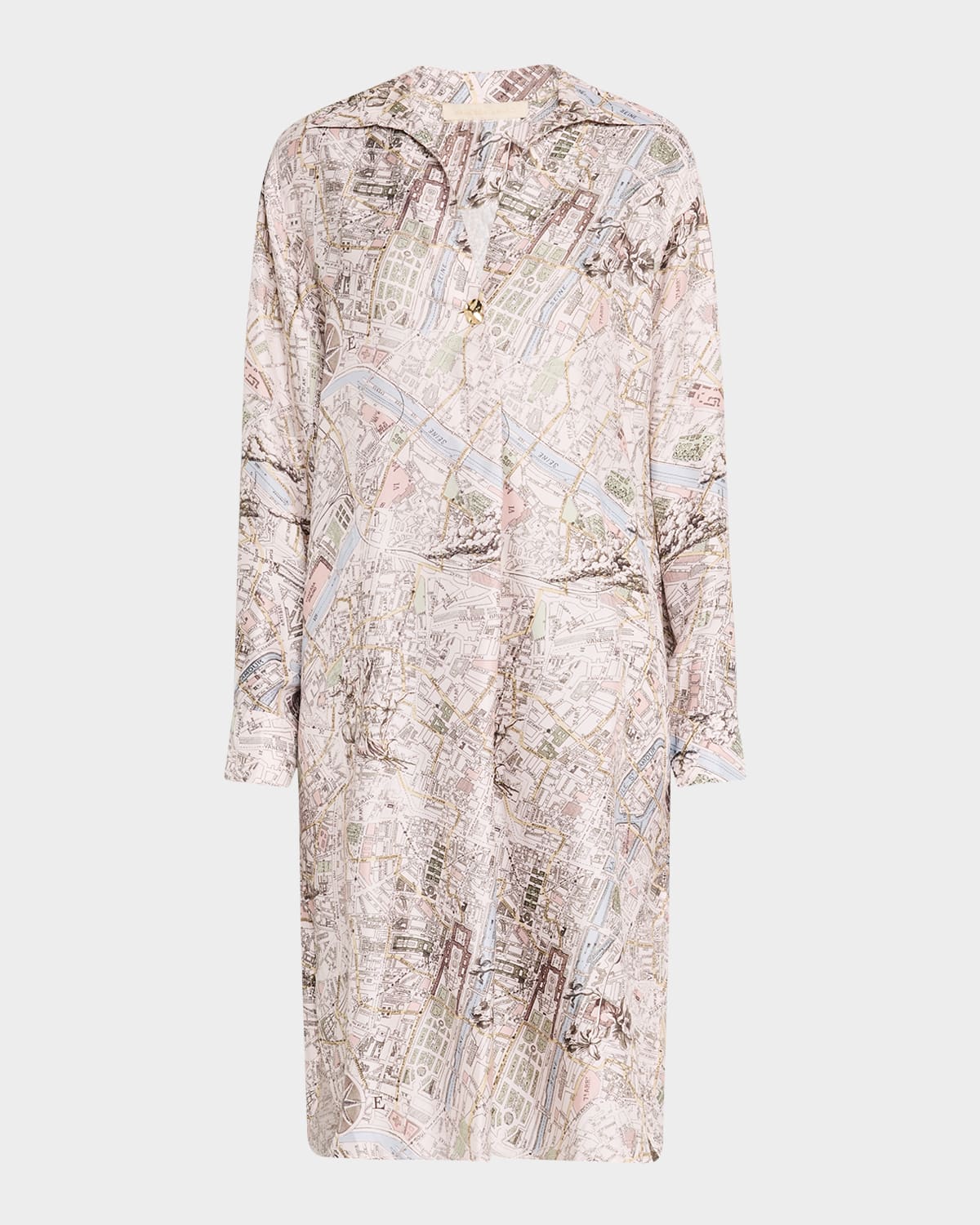 Shop Vanessa Bruno Elora Map-print Shift Shirtdress In Multicolore