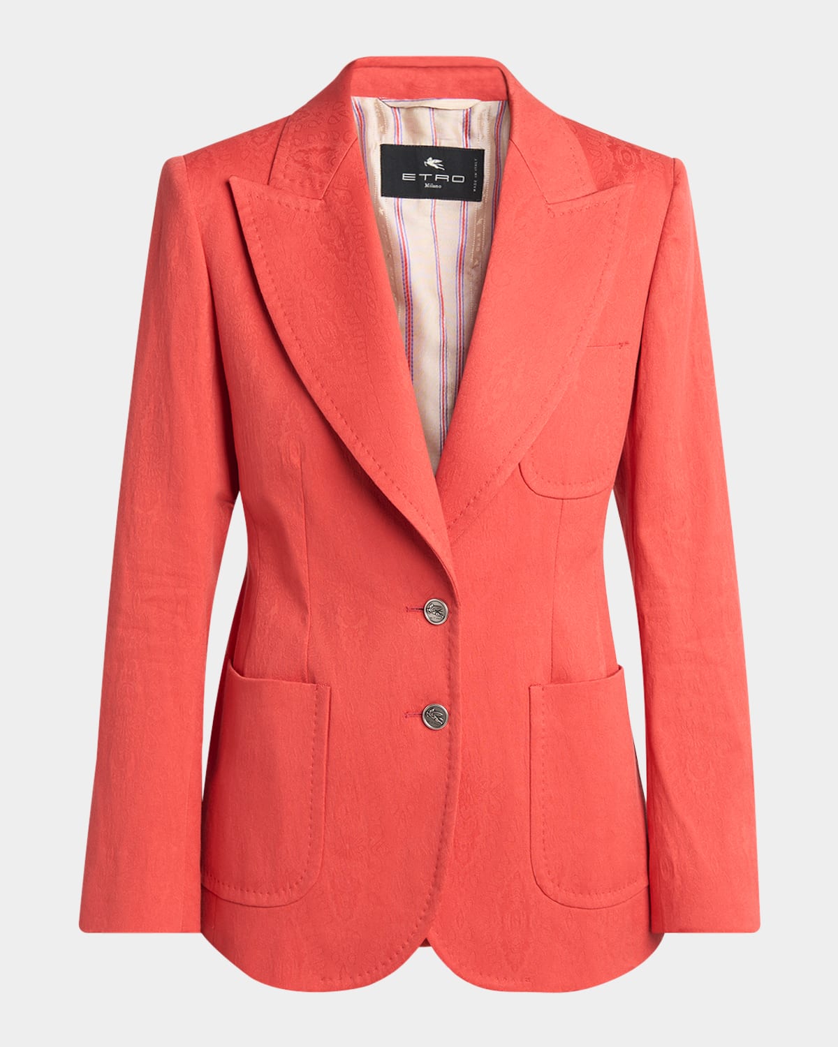 Etro Red Single-breasted Jacket With Iconic Buttons And Tailored Fit In Red 3