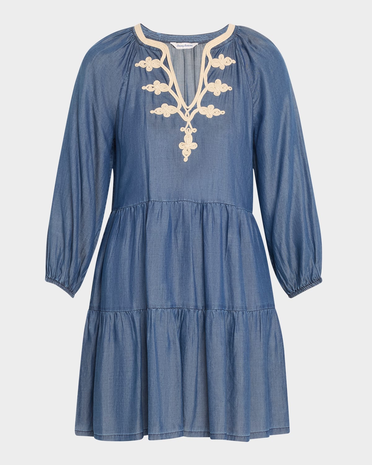 Tommy Bahama Chambray Embroidered Mini Dress In Chambray