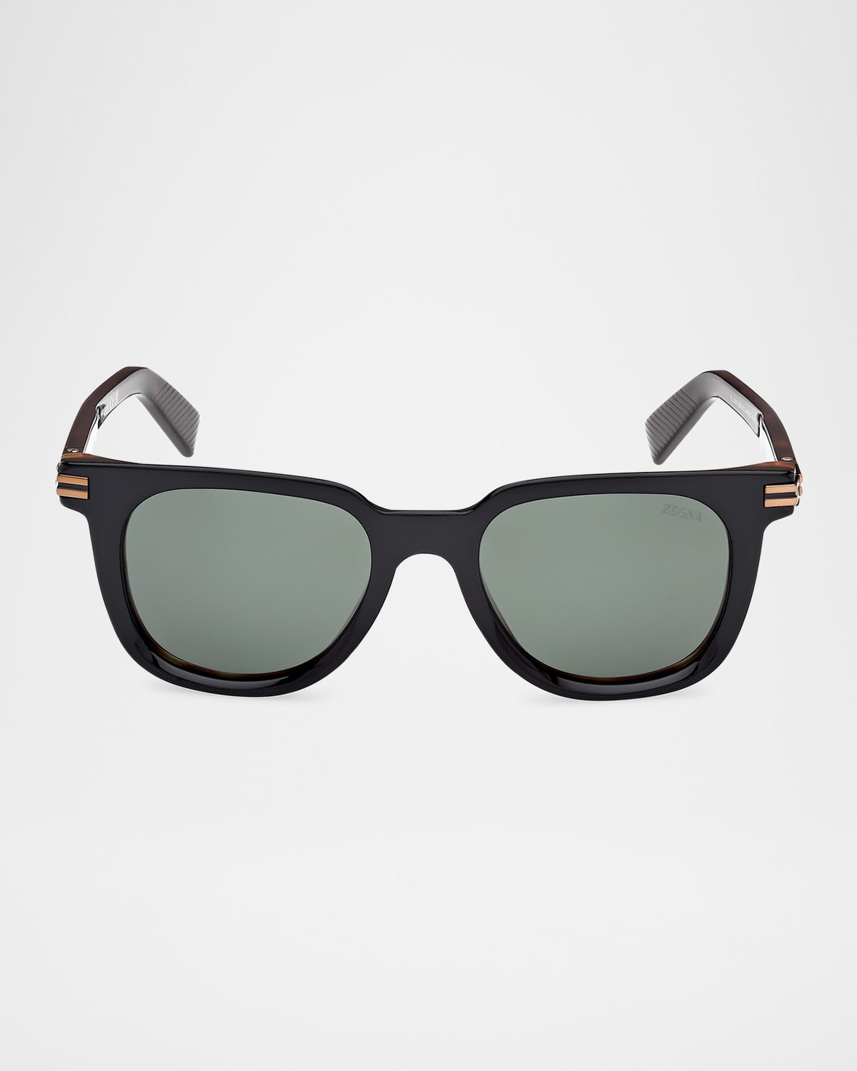 Zegna 50mm Polarized Geometric Sunglasses In Black