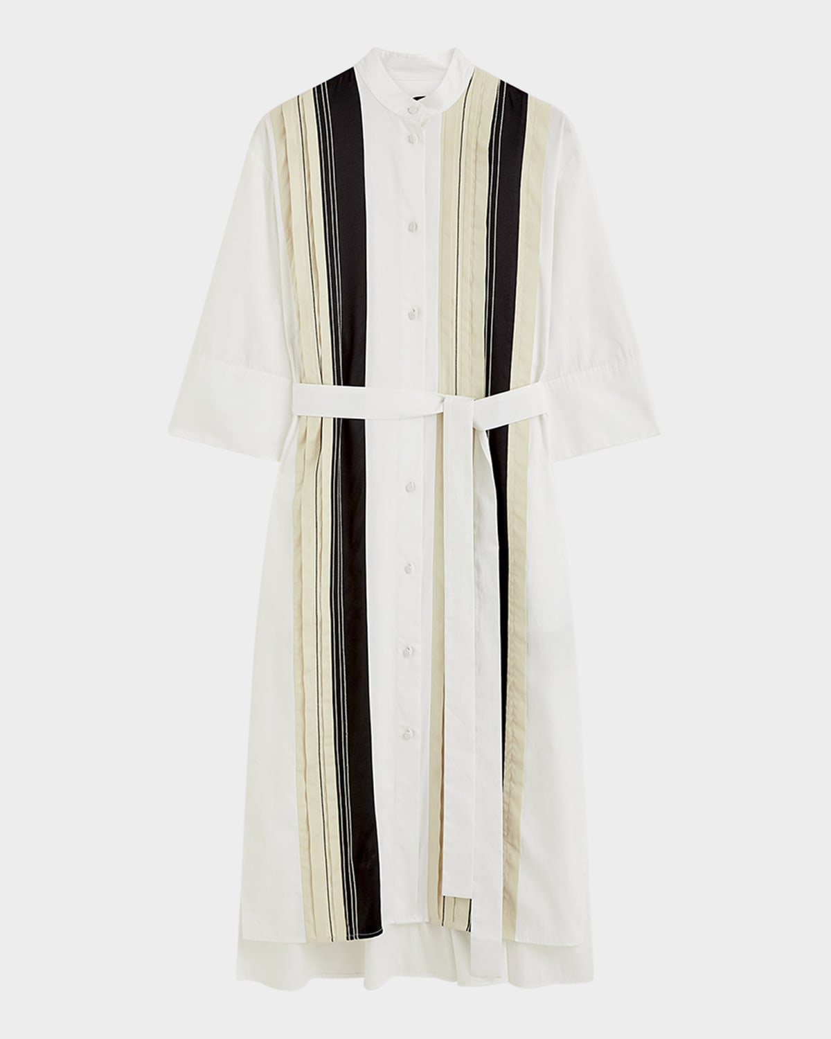 Shop Joseph Mederic Striped Cotton Poplin Midi Shirtdress In Bw Quail