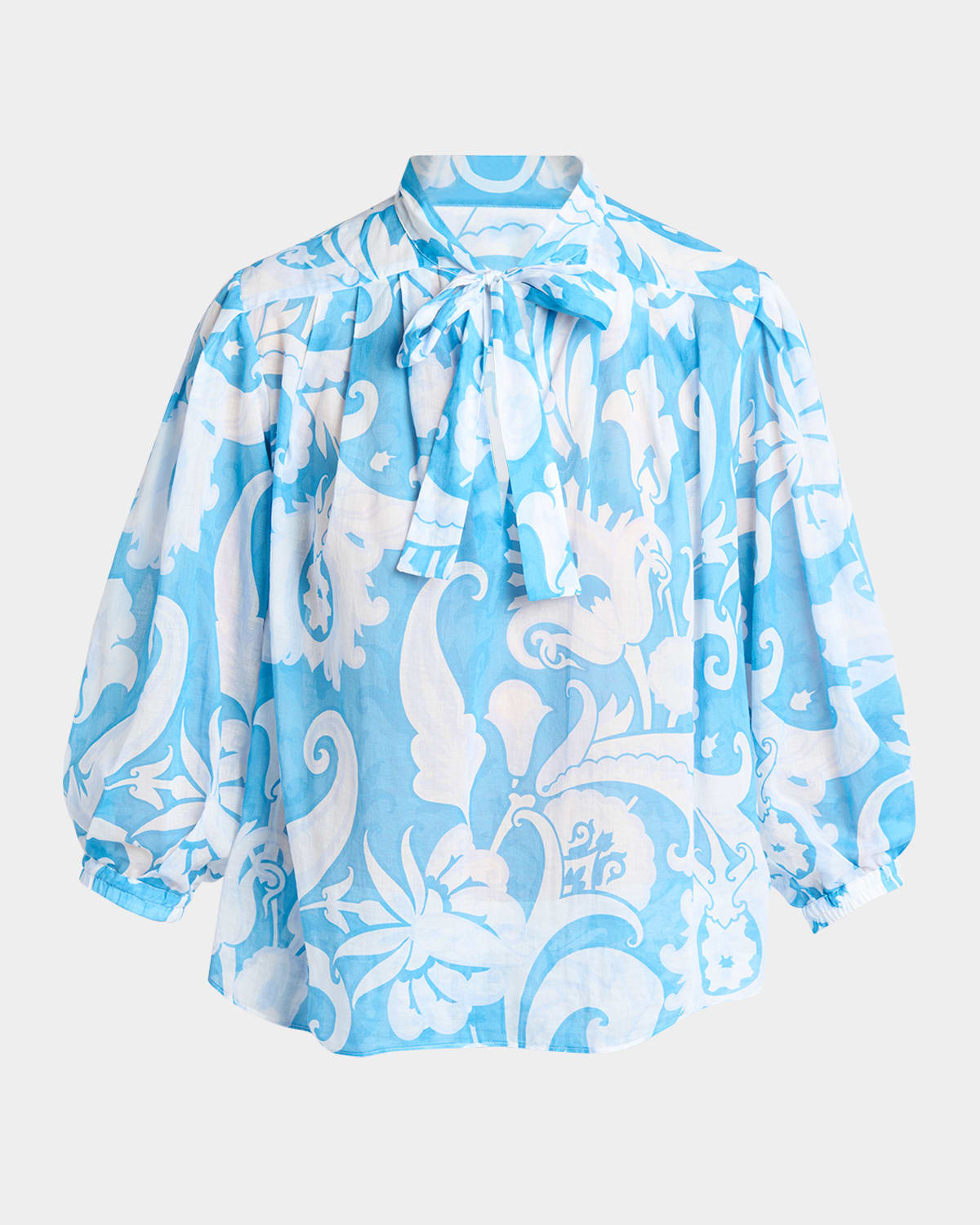 Etro Loose-fit Cotton Shirt With V-neck And Floral Pattern In Print On White Base