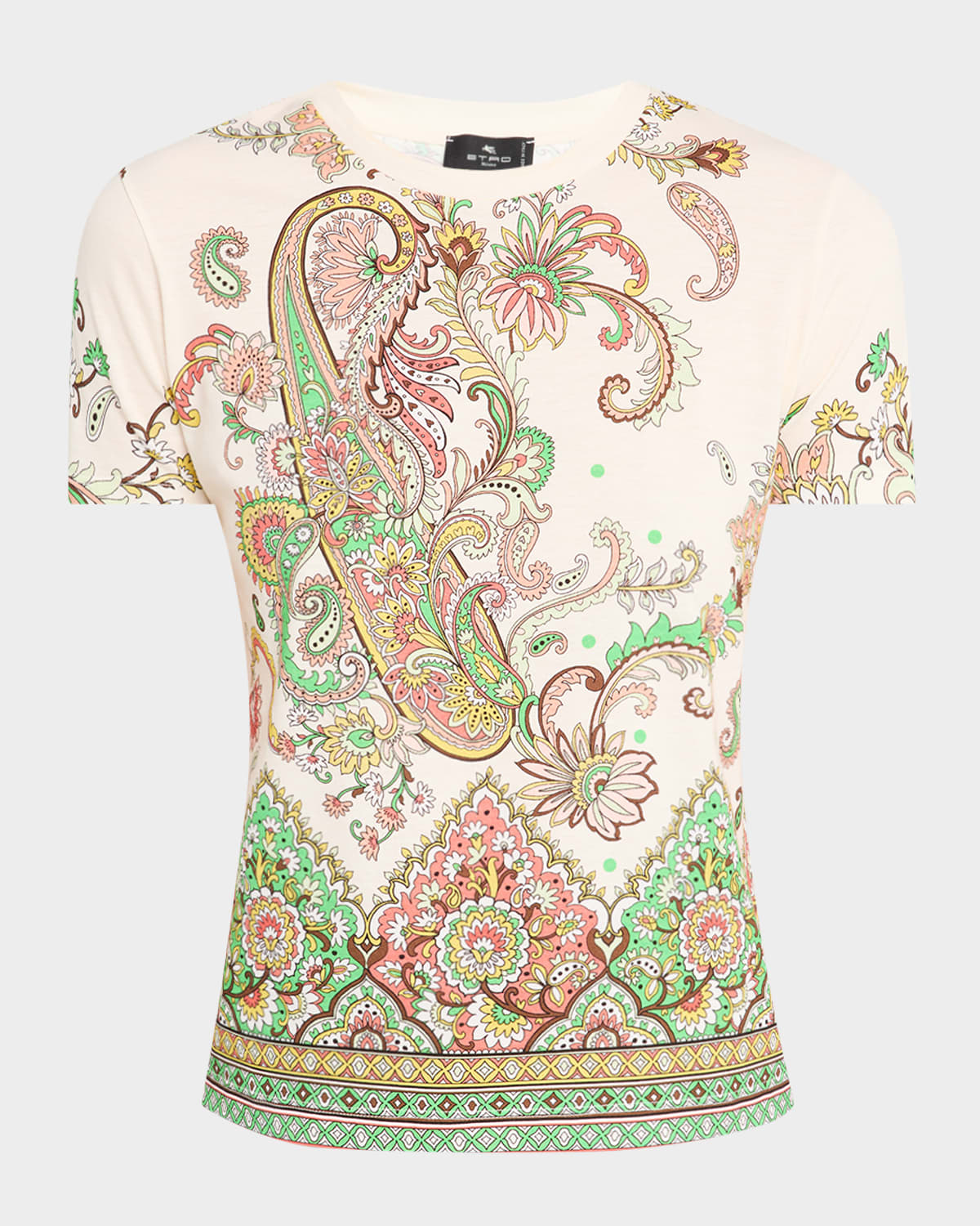 Etro Foliage Engineer Print Short-sleeve T-shirt In White