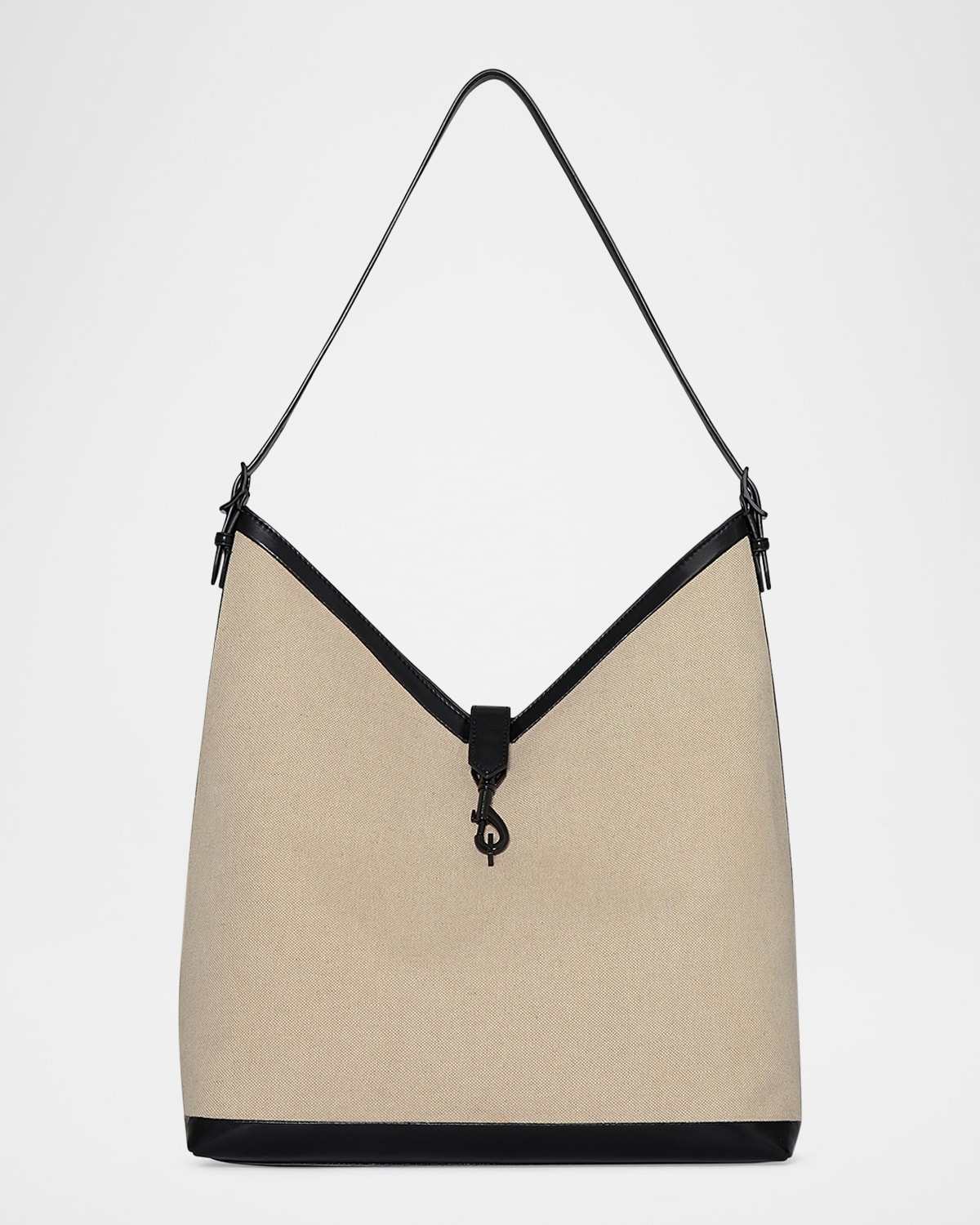 Rebecca Minkoff Megan Canvas Hobo Bag In Naturalblack