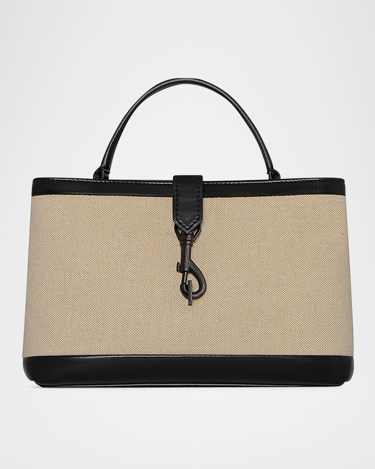 Rebecca Minkoff Megan Canvas Top-handle Bag In Naturalblack