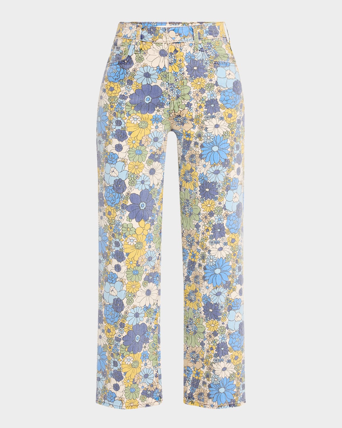 Mother The Rambler High Rise Ankle Straight Jeans In Dirtbike In Dirtbike Flowers