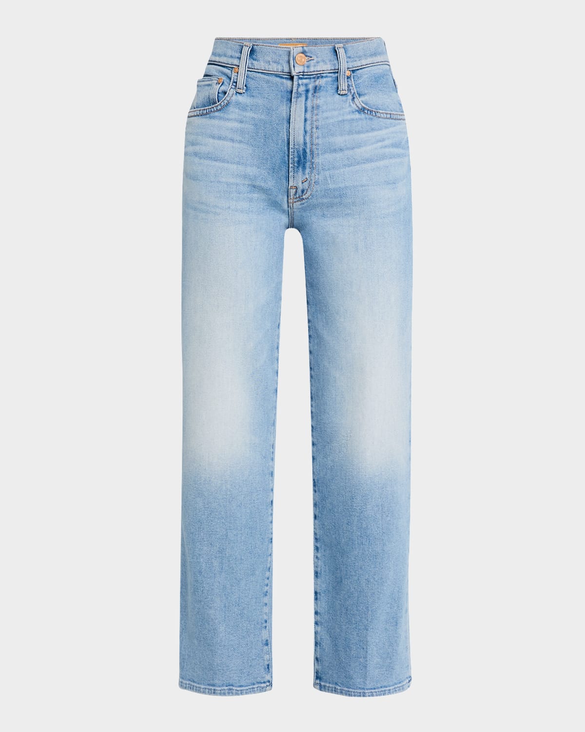 Mother Womens Look Ma No Hands The Rambler Zip Ankle Straight-leg Denim Jeans In Look Ma No Hands