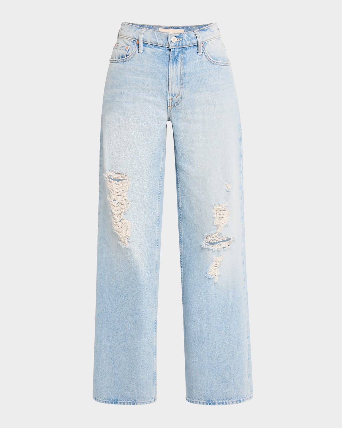 Mother The Spinner Sneak High Waist Ripped Wide Leg Jeans In Pedal Faster