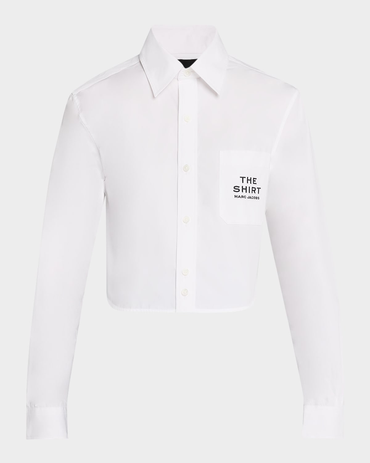 Marc Jacobs Womens The Cropped Text-embroidery Cotton Shirt White In White