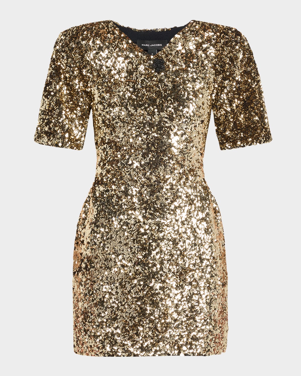 MARC JACOBS V-NECK SEQUIN KNIT MINI DRESS 