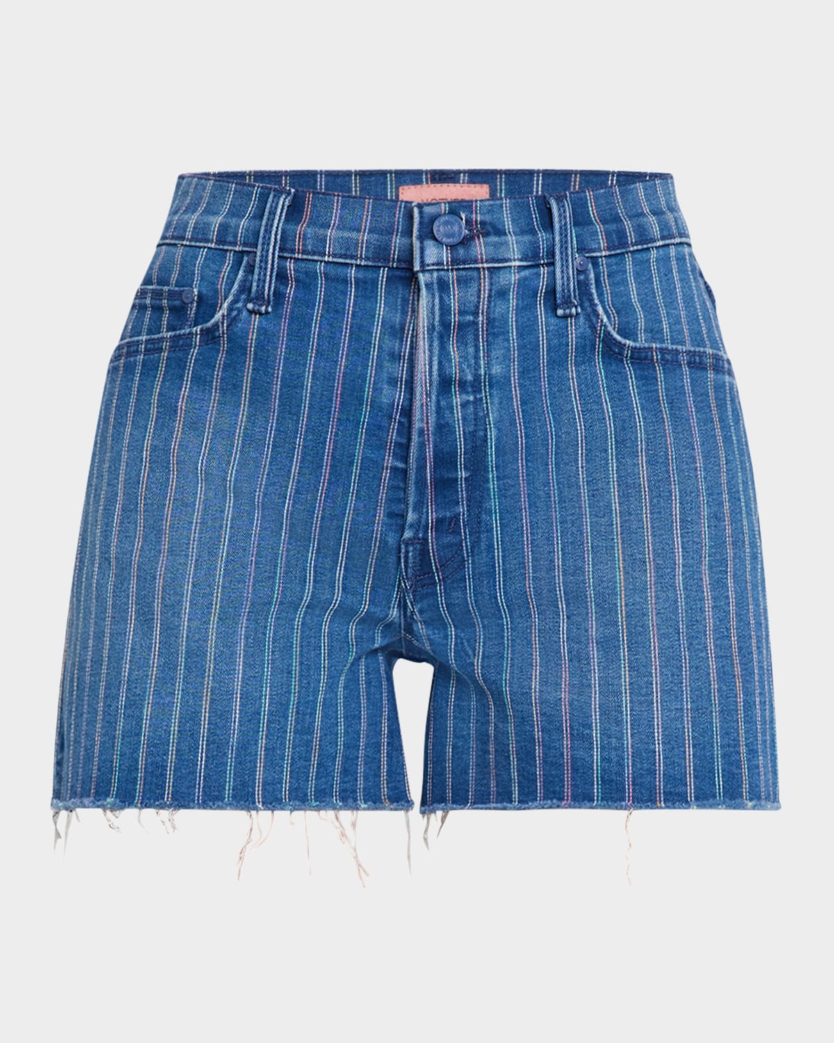 MOTHER THE SKIPPER SHORT N LONG FRAY DENIM SHORTS 
