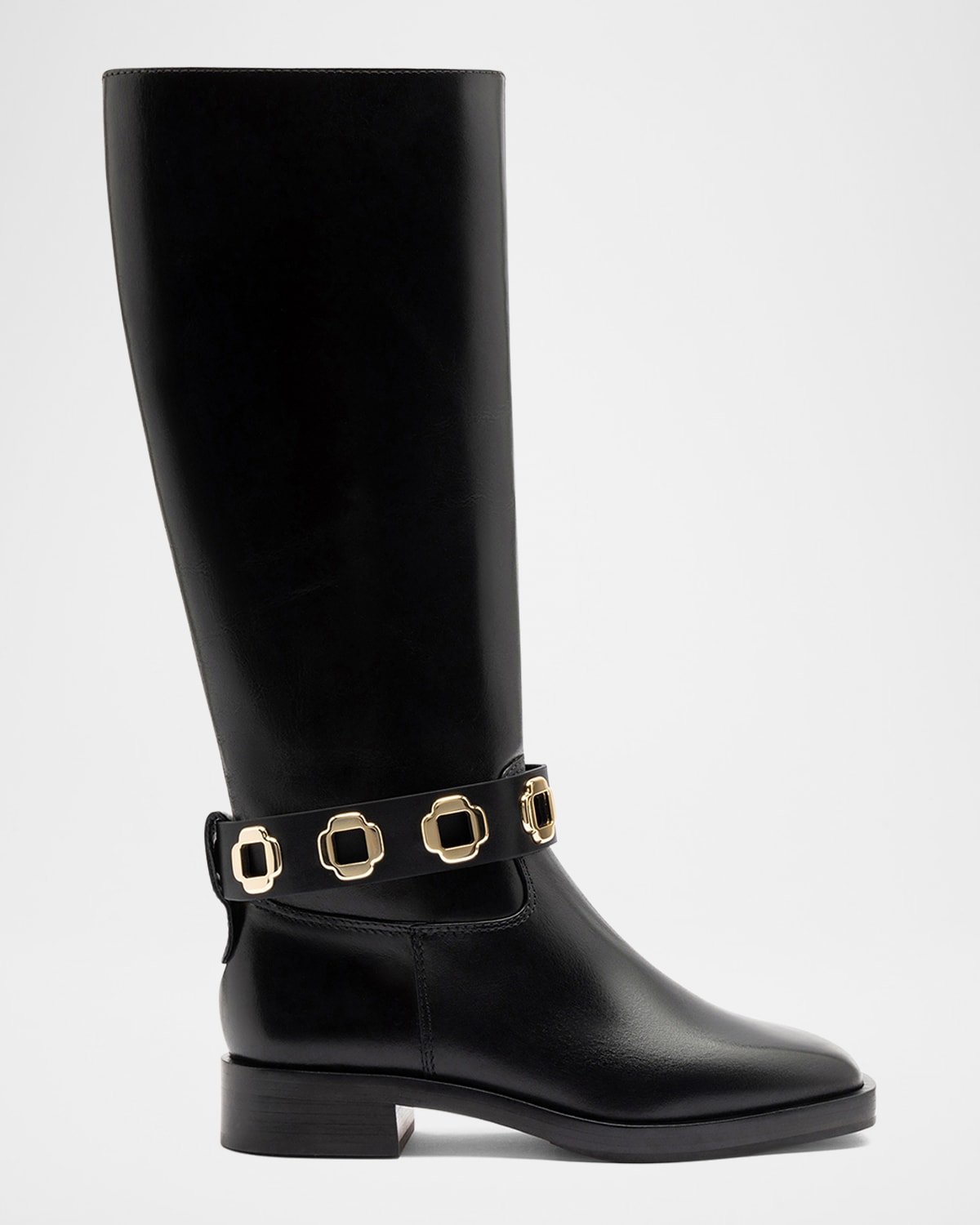 Milan Leather Ankle-Strap Knee Boots